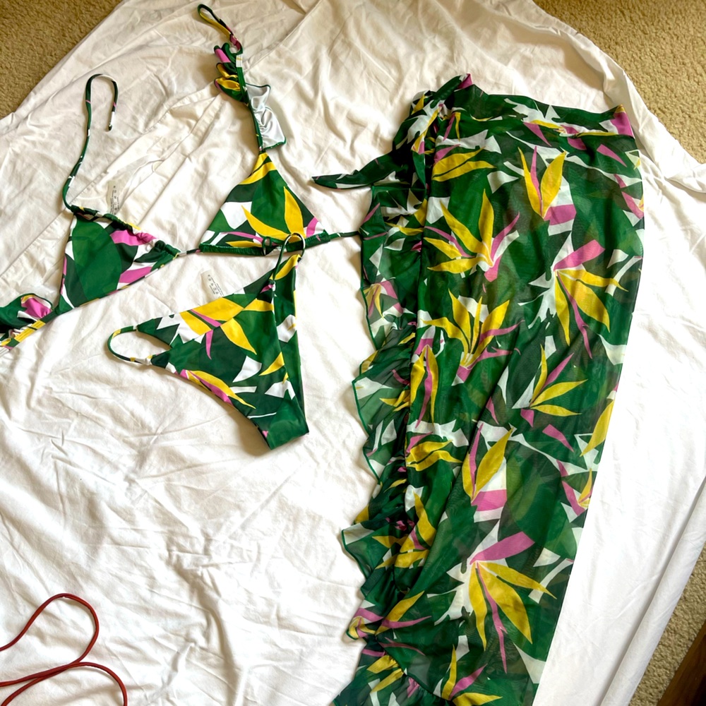 Tropical three piece swim set